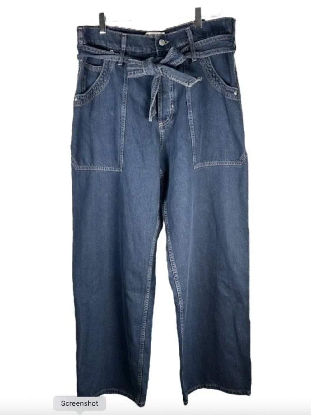 FREE PEOPLE We The Free Blue Jay Belted Blue Jay High Rise Boyfriend Jeans Dark